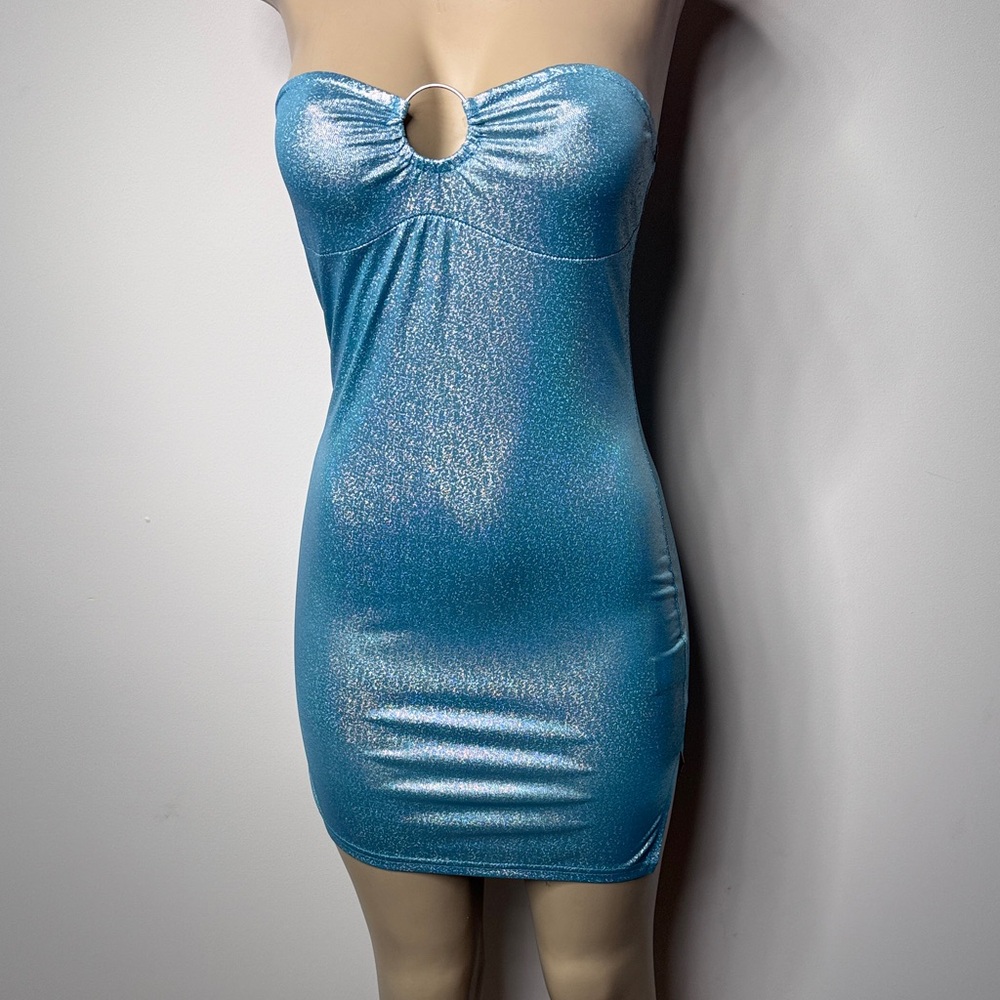 SHEIN Shimmering Strapless Dress in Blue NWOT